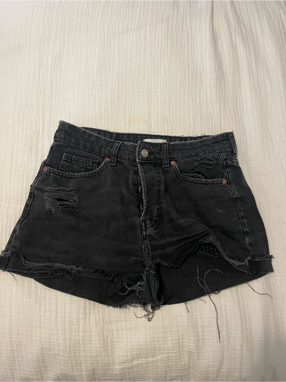 H&M Black Distressed Women's Denim Shorts